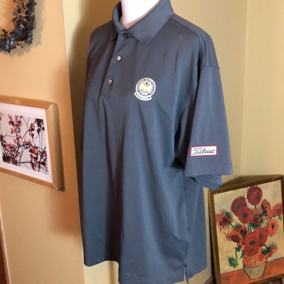 FOOTJOY Size Large Polo Golf PGA Logo Titleist Logo Dark Gray Casual $79 NEW - Picture 7 of 16